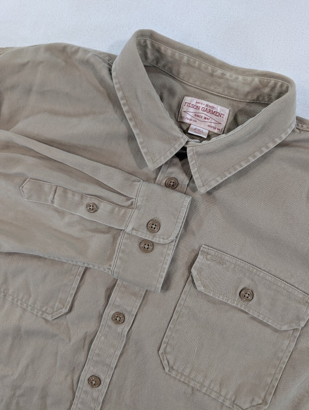 Filson Twill Chino Field Shirt Tan Heavyweight Button Up Workshirt Mens XXXL 3XL